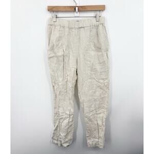 Quince European Linen Pants Small Pockets Coastal Resort Comfy Stretch Pull On